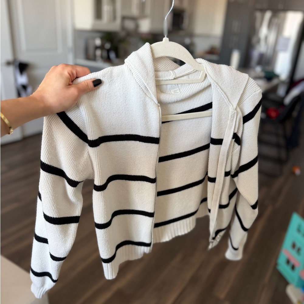 Striped White and Black Kids Sweater